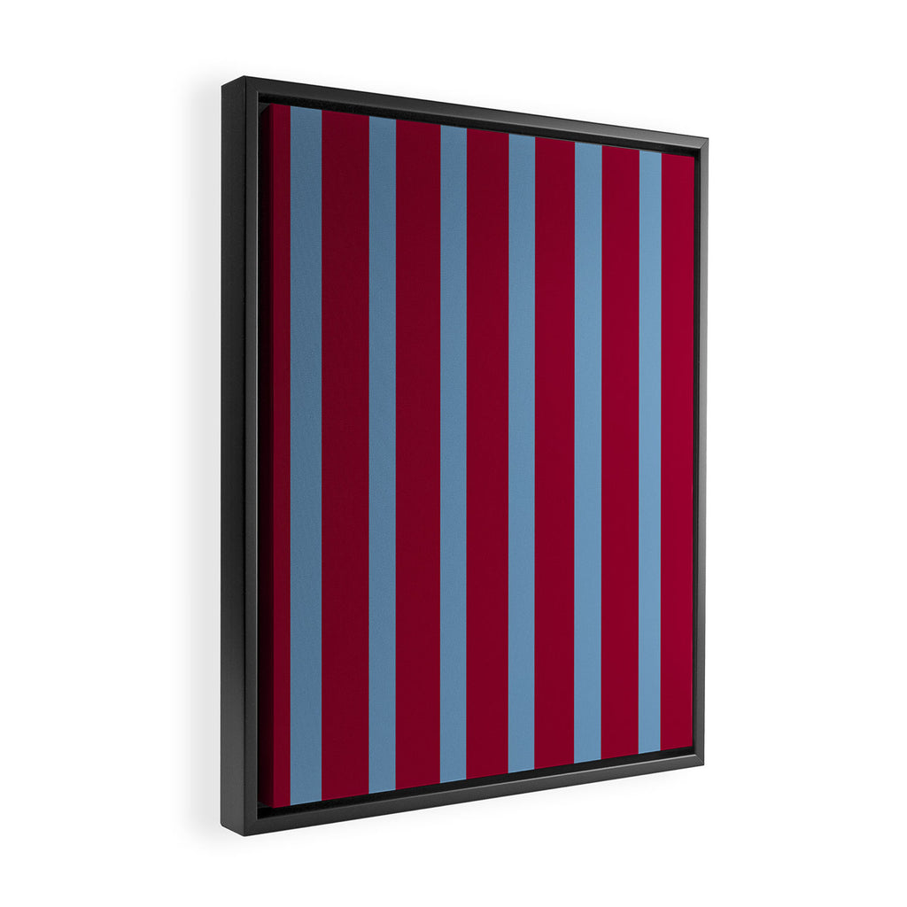 Burgundy and Dusty Blue Stripes Framed Canvas Print Gallery Image 2