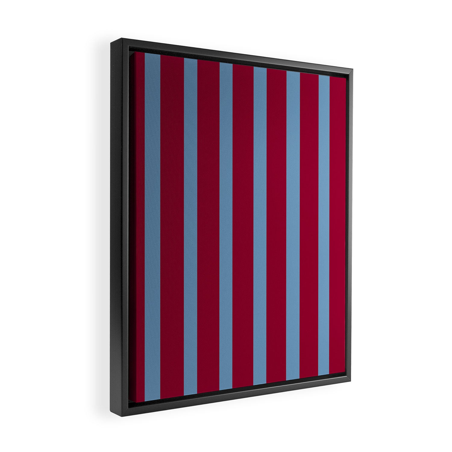 Burgundy and Dusty Blue Stripes Framed Canvas Print Gallery Image 2