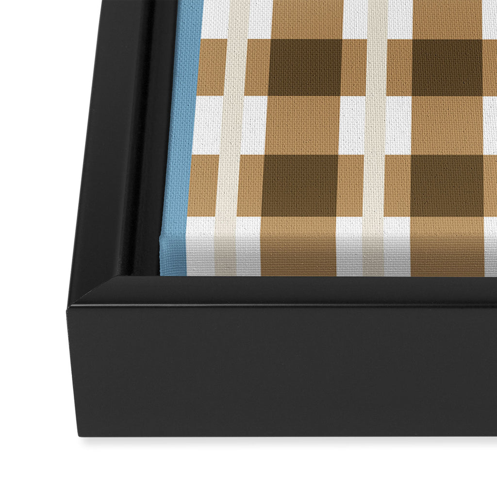 Camel Blue Modern Plaid Framed Canvas Print Gallery Image 3
