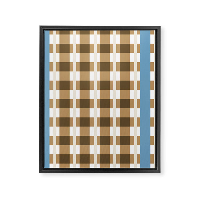 Camel Blue Modern Plaid Framed Canvas Print Gallery Image 1