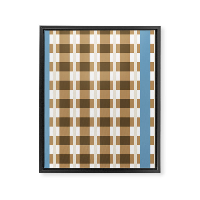 Camel Blue Modern Plaid Framed Canvas Print Gallery Image 8