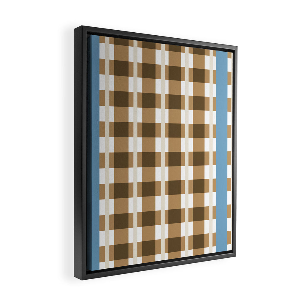 Camel Blue Modern Plaid Framed Canvas Print Gallery Image 2