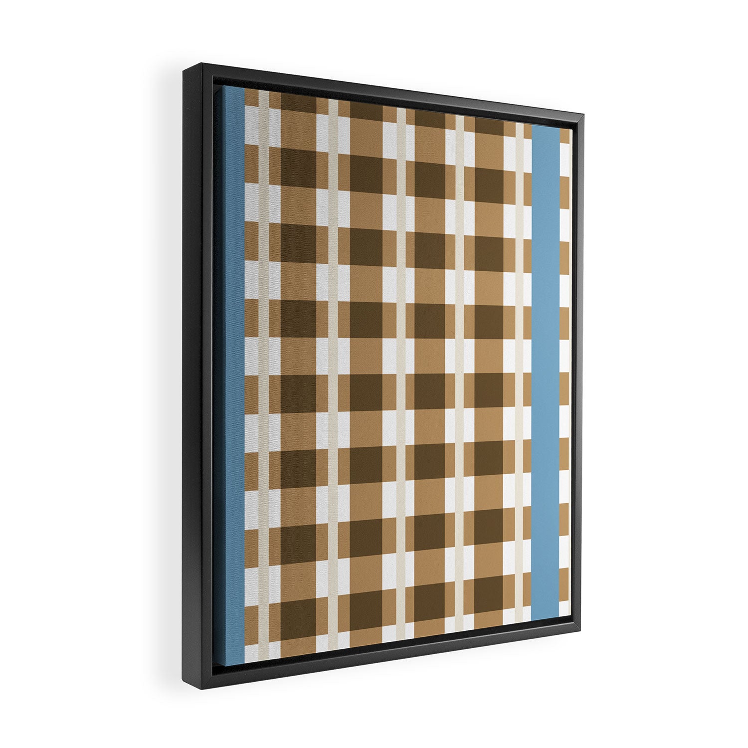 Camel Blue Modern Plaid Framed Canvas Print Gallery Image 2