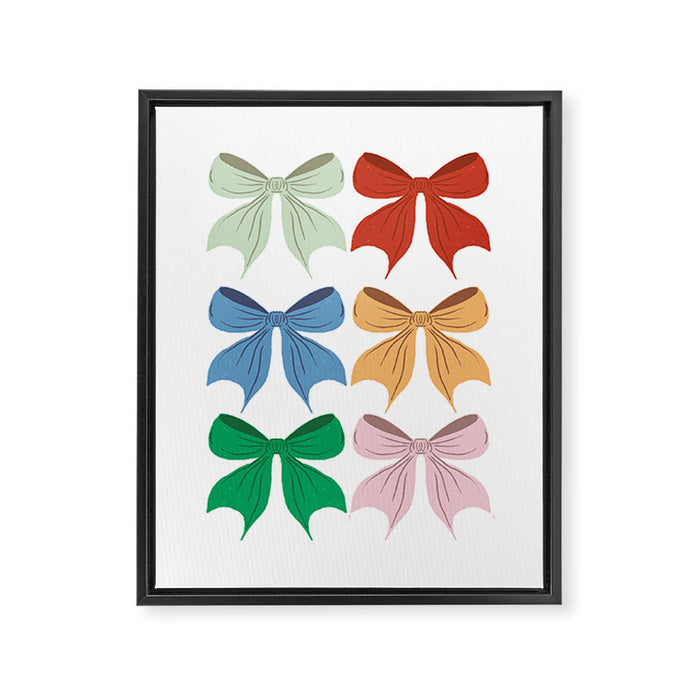 Charming Bow Pattern: A Colorful and Whimsical Design Framed Canvas Print Gallery Image 1