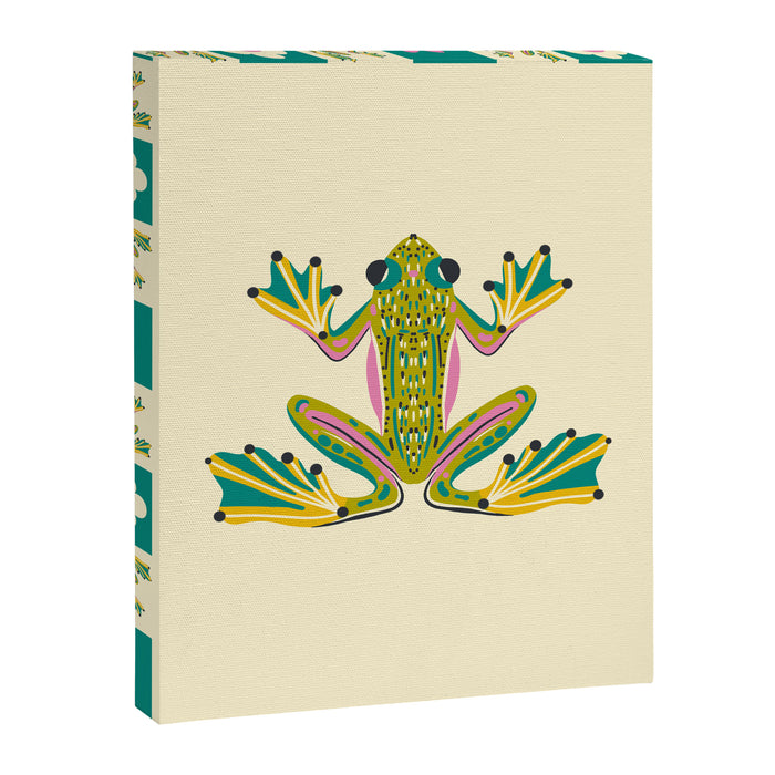 Charming Frogs & Florals: Whimsical Nature-Inspired Pattern Canvas Print Gallery Image 1