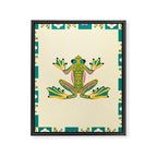 Charming Frogs & Florals: Whimsical Nature-Inspired Pattern Framed Canvas Print Gallery Image 8