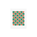 Charming Red Bow Checkerboard Pattern - Festive Holiday Background Art Print Gallery Image 1