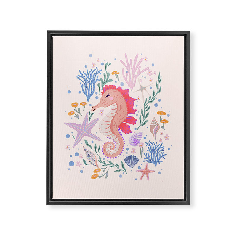 Charming Seahorse and Coral Reef Framed Canvas Print Gallery Image 6