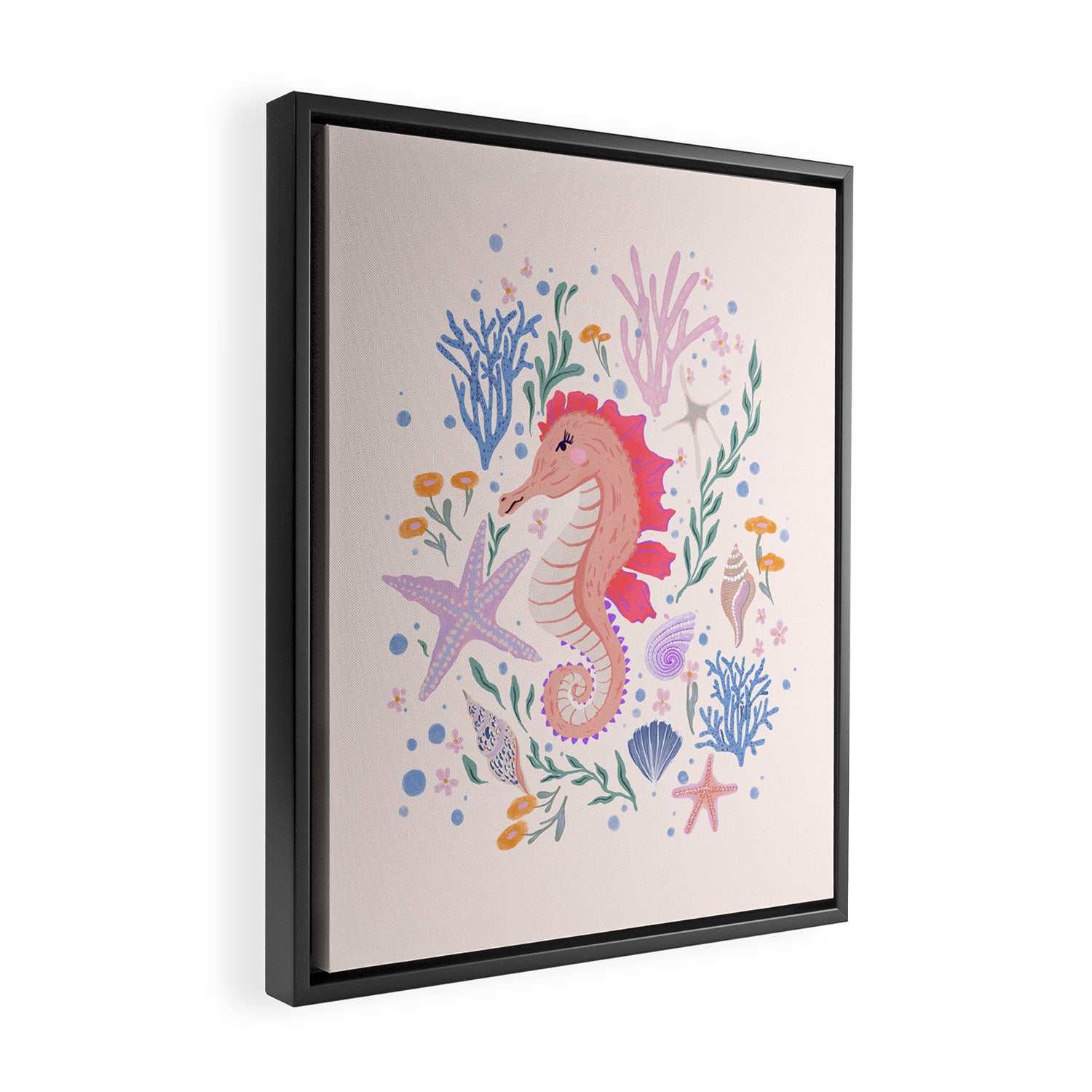 Charming Seahorse and Coral Reef Framed Canvas Print Gallery Image 2
