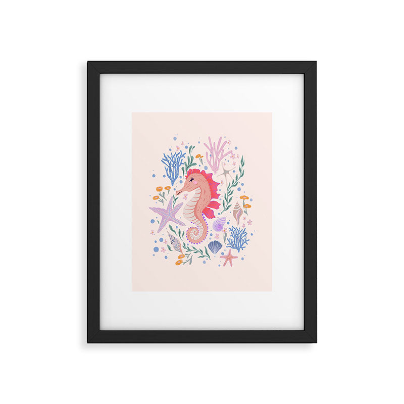 Charming Seahorse and Coral Reef Framed Art Print Gallery Image 5