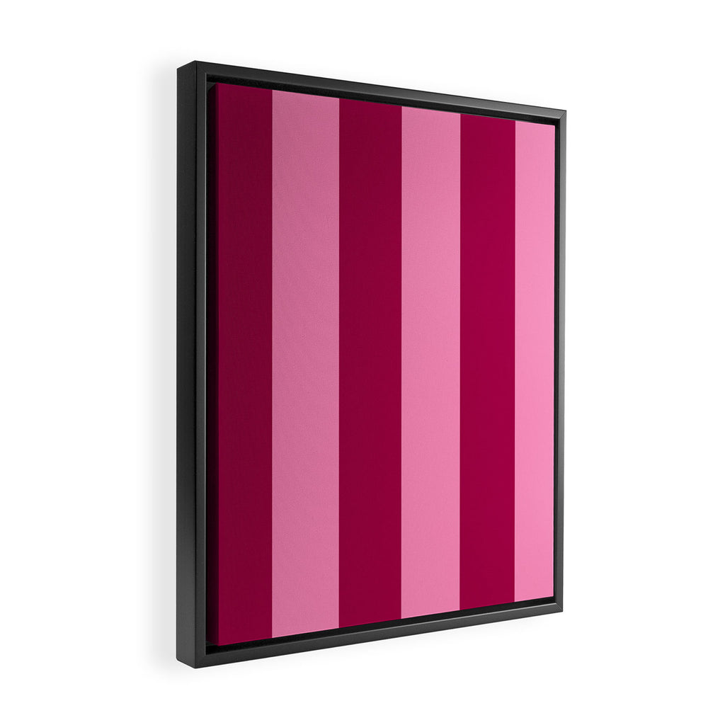 Cherrry red and pink stripes Framed Canvas Print Gallery Image 2