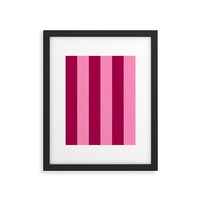 Cherrry red and pink stripes Framed Art Print Gallery Image 1