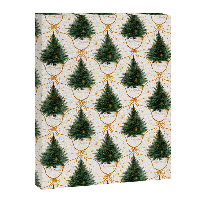 Christmas Tree in Golden Ribbon Seamless Holiday Pattern Canvas Print Gallery Image 1