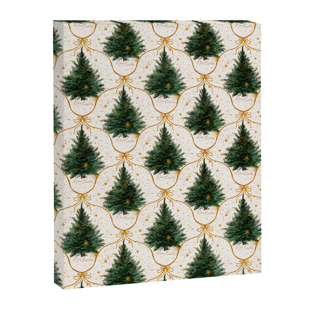 Christmas Tree in Golden Ribbon Seamless Holiday Pattern Canvas Print Gallery Image 8