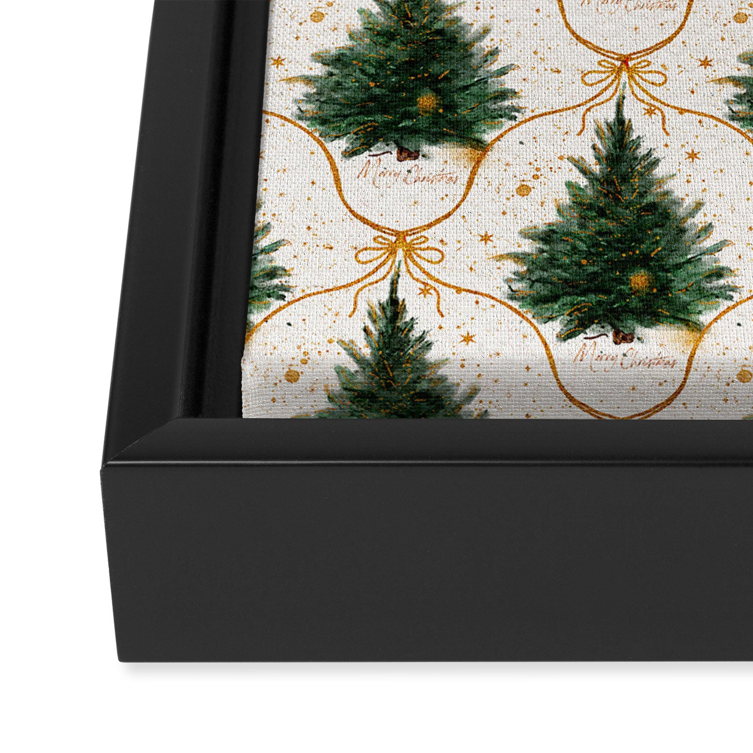 Christmas Tree in Golden Ribbon Seamless Holiday Pattern Framed Canvas Print Gallery Image 3