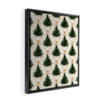 Christmas Tree in Golden Ribbon Seamless Holiday Pattern Framed Canvas Print Gallery Image 2