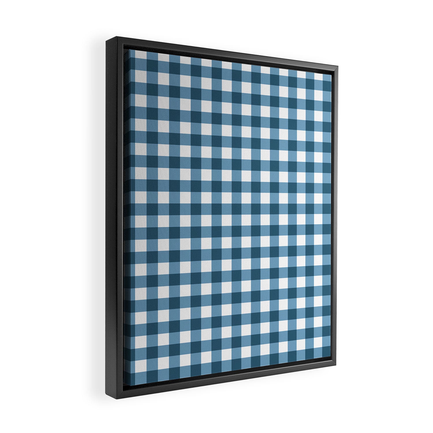 Classic Blue Gingham Checkered Pattern  Framed Canvas Print Gallery Image 2