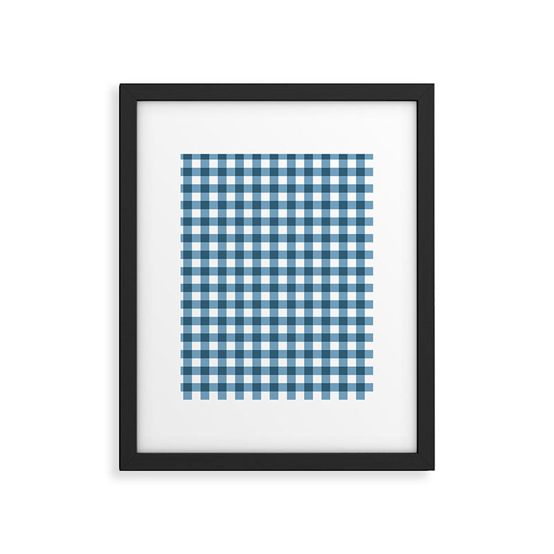 Classic Blue Gingham Checkered Pattern  Framed Art Print Gallery Image 6