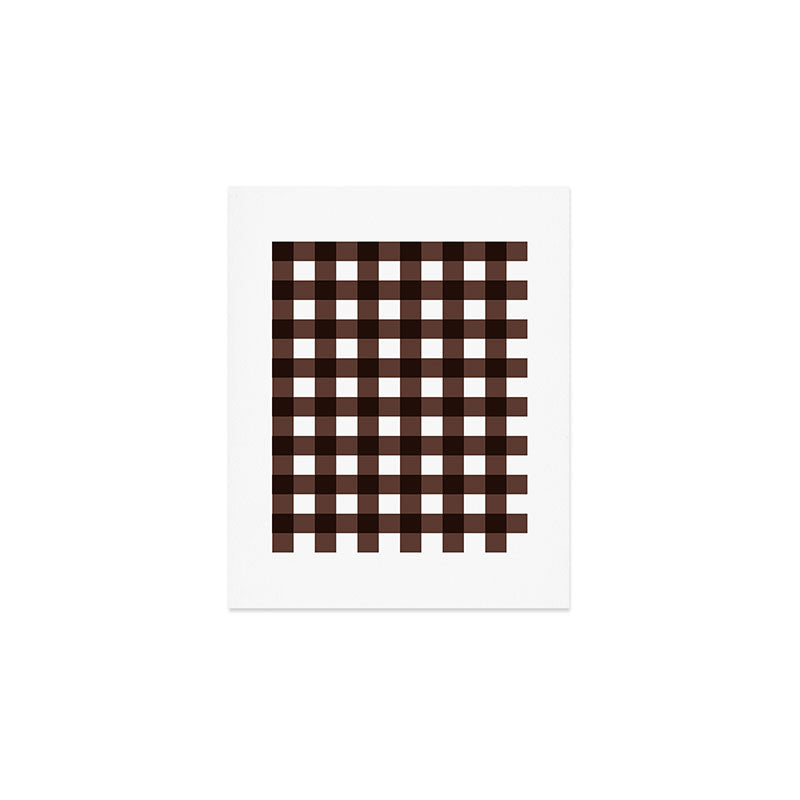 Classic Brown Gingham Checkered Pattern Art Print Gallery Image 1
