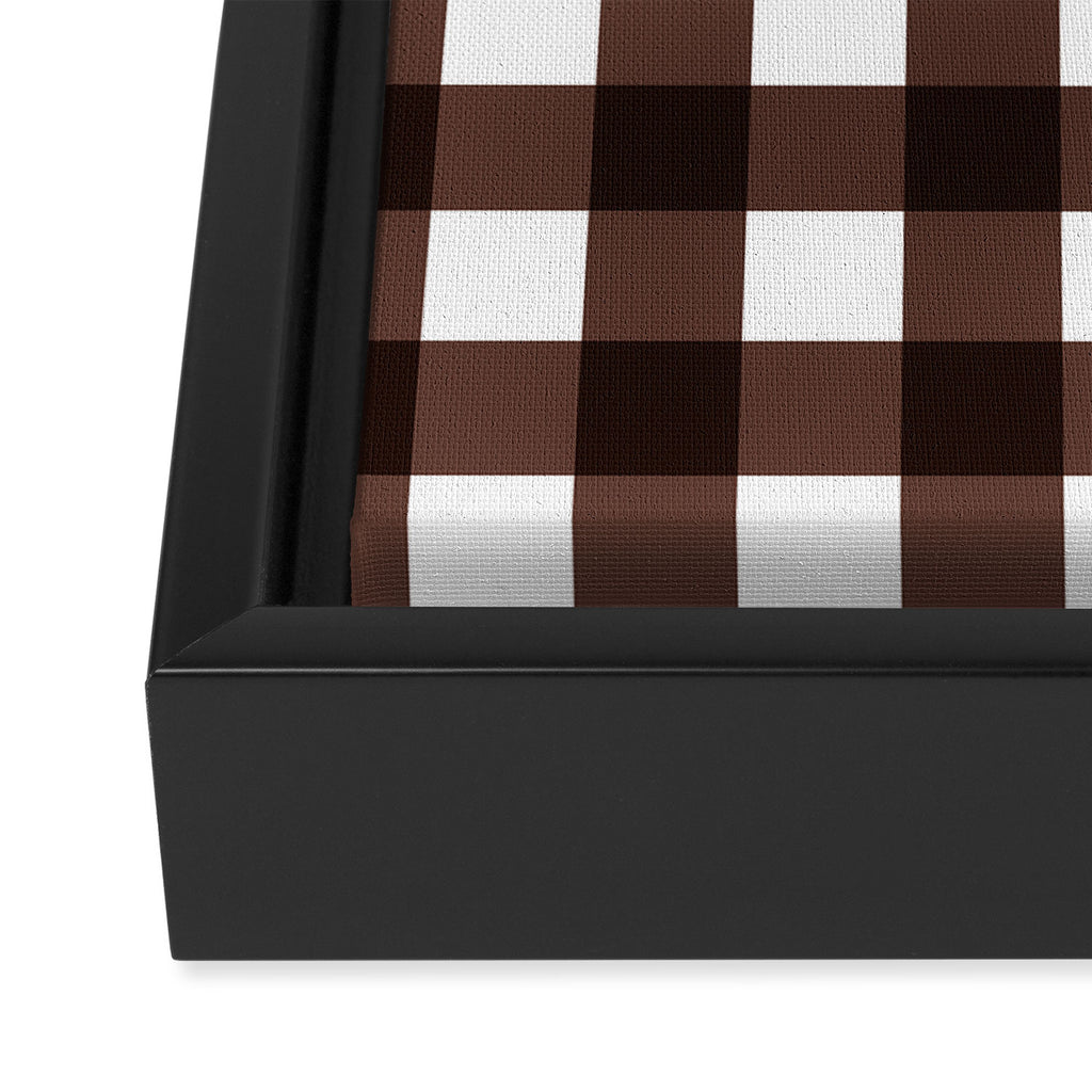 Classic Brown Gingham Checkered Pattern Framed Canvas Print Gallery Image 3