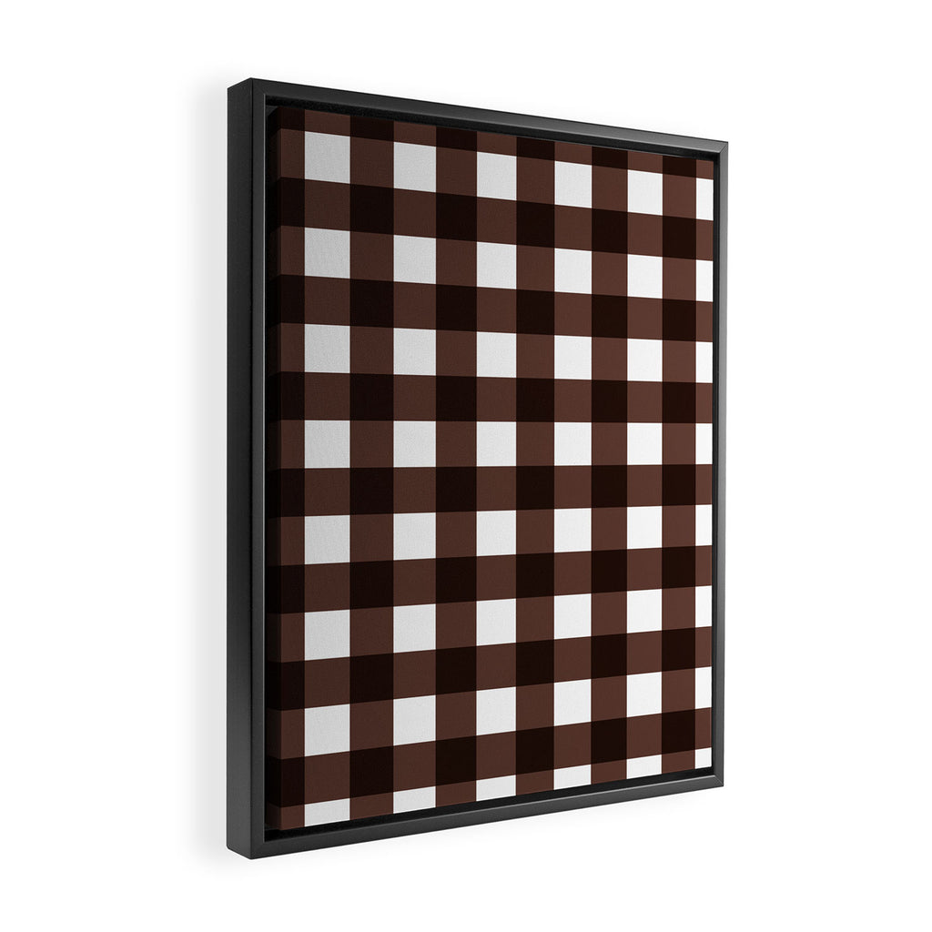 Classic Brown Gingham Checkered Pattern Framed Canvas Print Gallery Image 2