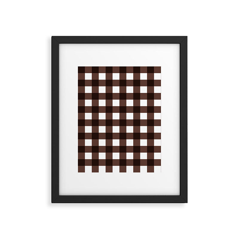 Classic Brown Gingham Checkered Pattern Framed Art Print Gallery Image 6