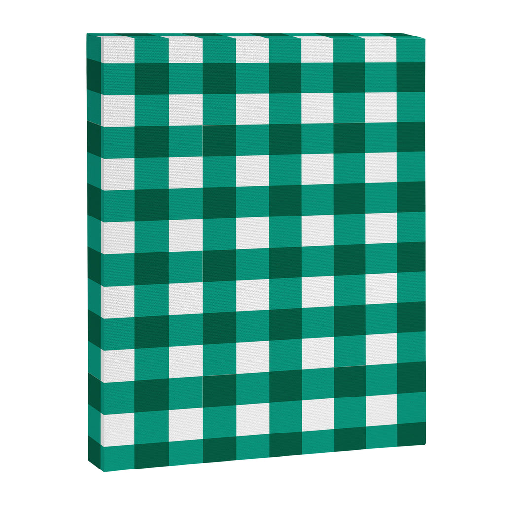 Classic Green Gingham Checkered Pattern Canvas Print Gallery Image 8