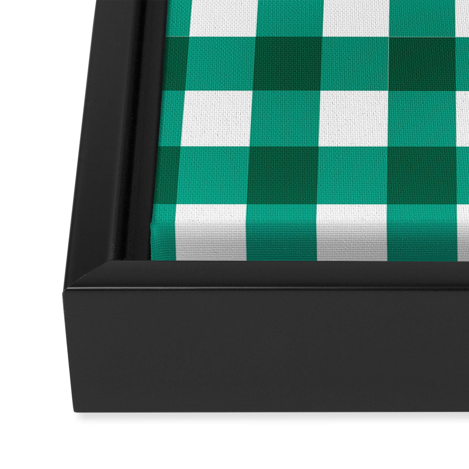 Classic Green Gingham Checkered Pattern Framed Canvas Print Gallery Image 3