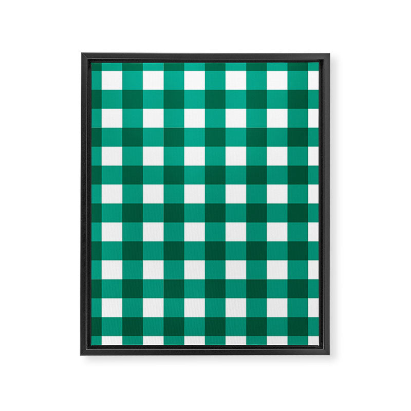 Classic Green Gingham Checkered Pattern Framed Canvas Print Gallery Image 8