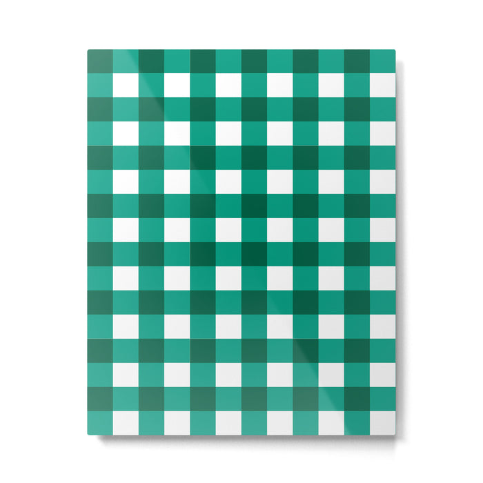 Classic Green Gingham Checkered Pattern Metal Print Gallery Image 1