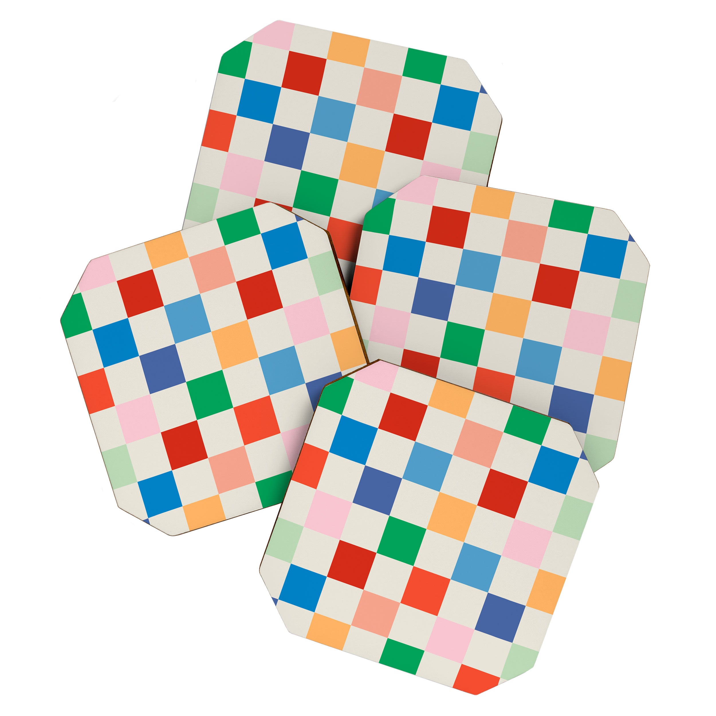 Colorful Checkered Pattern: A Vibrant and Playful Design Coaster Gallery Image 1