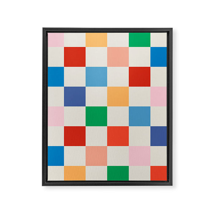 Colorful Checkered Pattern: A Vibrant and Playful Design Framed Canvas Print Gallery Image 1