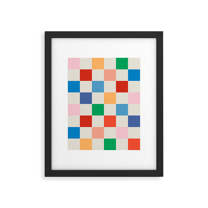 Colorful Checkered Pattern: A Vibrant and Playful Design Framed Art Print Gallery Image 1