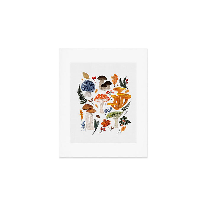 Colorful Forest Mushrooms and Plants Illustration  Nature Inspired Botanical Art Art Print Gallery Image 1