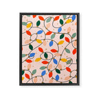 Colorful Holiday String Lights Pattern on Peach Background Framed Canvas Print Gallery Image 8