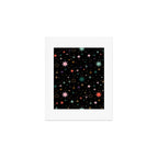 Colorful Starry Night Holiday Pattern on Black Background Art Print Gallery Image 1