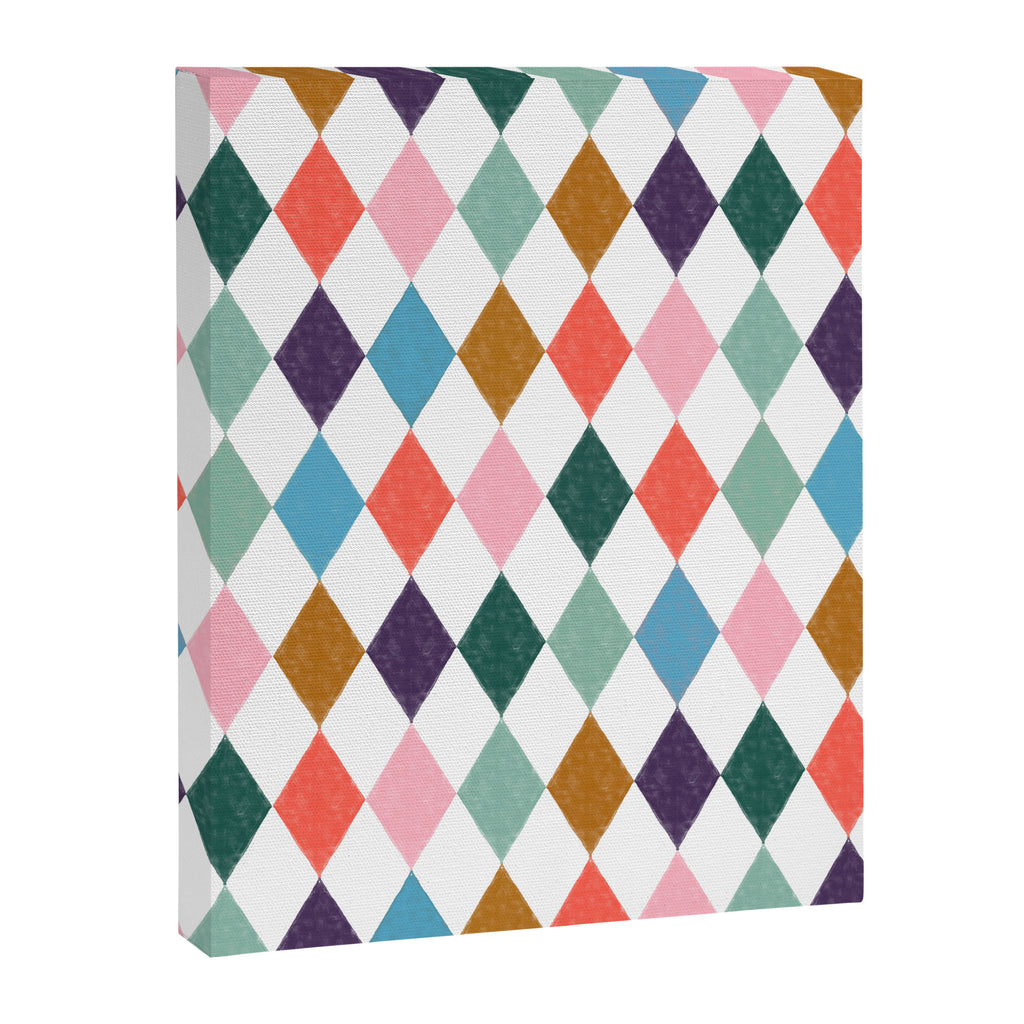 Colorful Vintage Harlequin Diamond Pattern Canvas Print Gallery Image 8