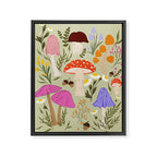 Colourful mushrooms, flowers and berries illustration  Framed Canvas Print Gallery Image 8