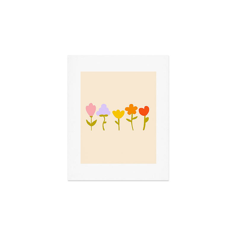 Colourful spring flowers pattern  Art Print Gallery Image 1