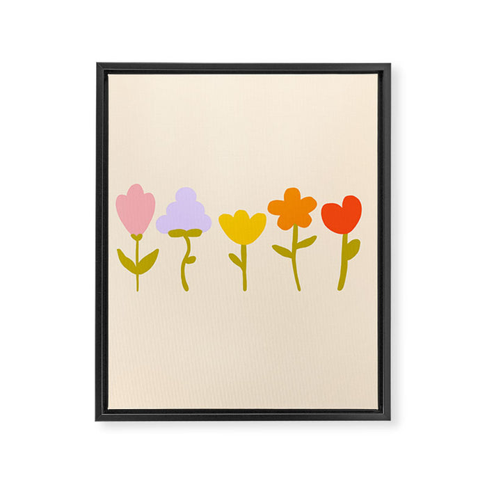 Colourful spring flowers pattern  Framed Canvas Print Gallery Image 1