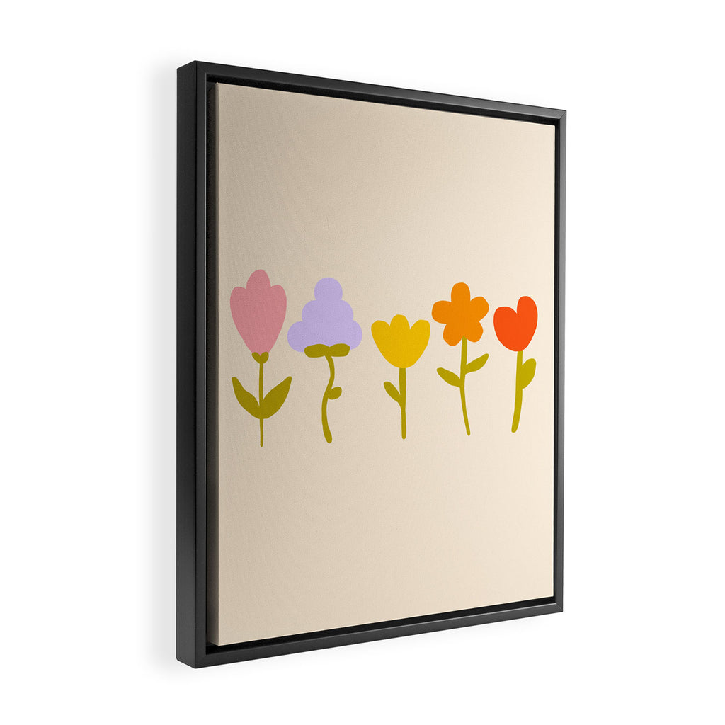 Colourful spring flowers pattern  Framed Canvas Print Gallery Image 2