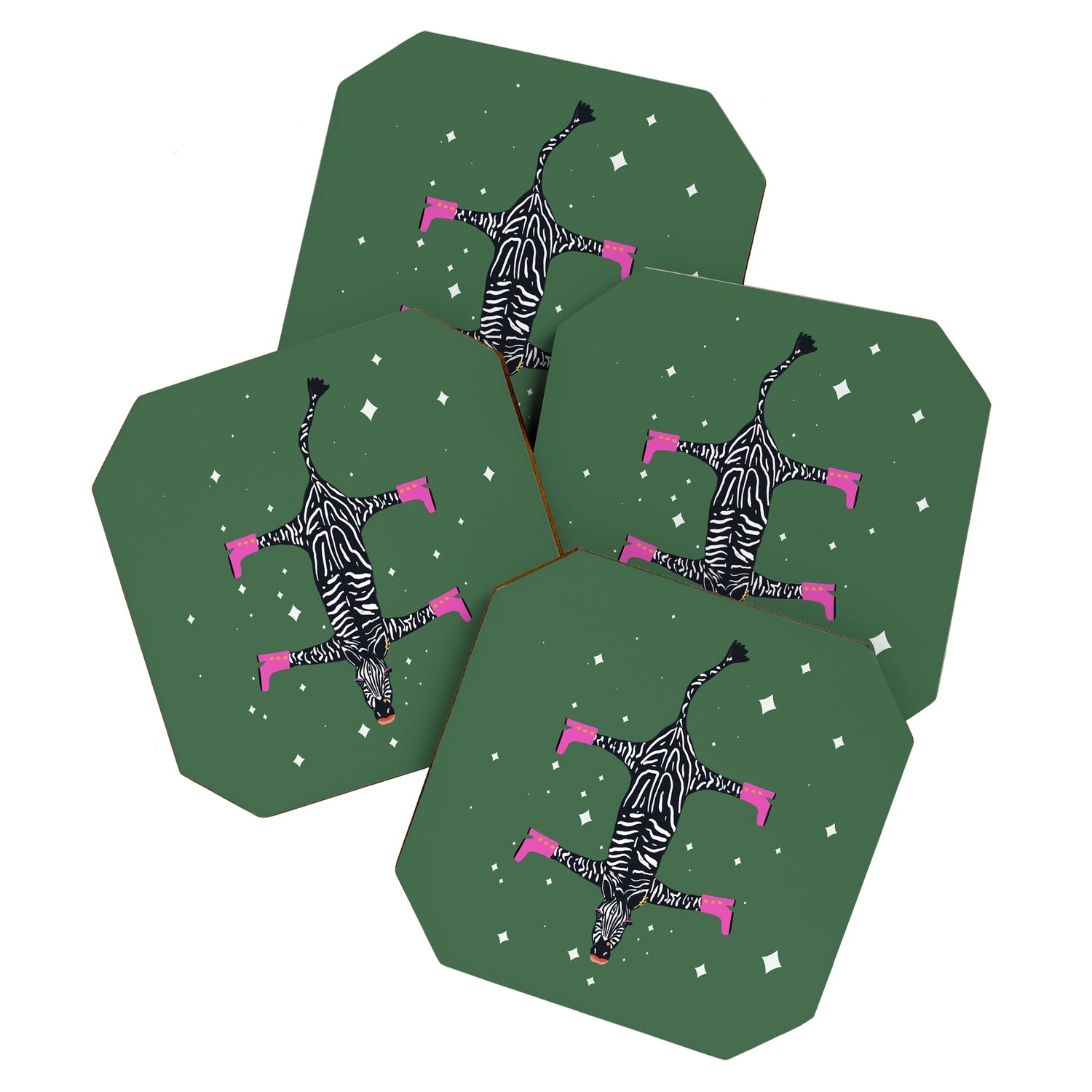 Cool zebras with fuchsia pink shoes and red lips illustration  Coaster Gallery Image 1