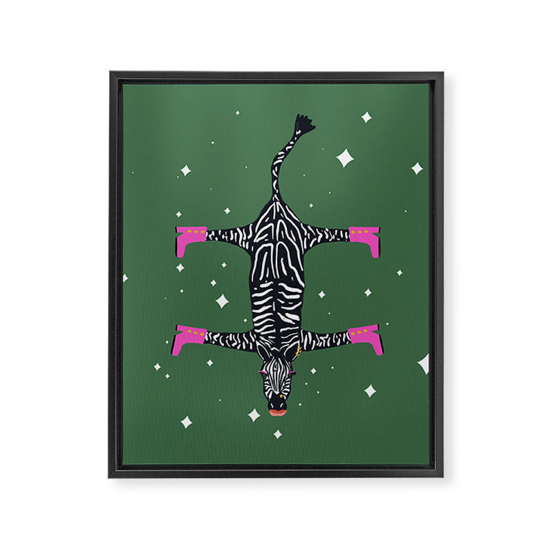 Cool zebras with fuchsia pink shoes and red lips illustration  Framed Canvas Print Gallery Image 8