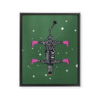 Cool zebras with fuchsia pink shoes and red lips illustration  Framed Canvas Print Gallery Image 8
