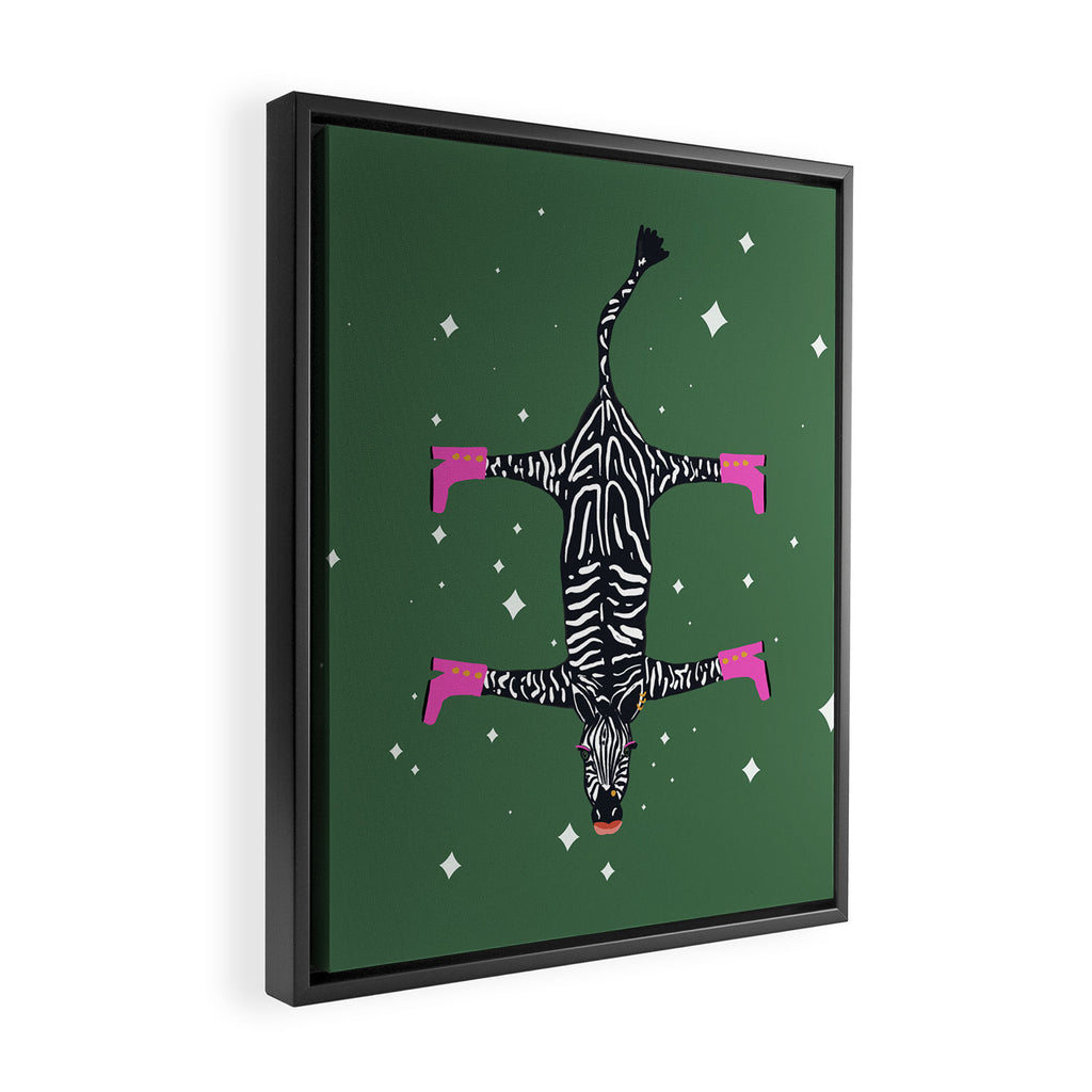 Cool zebras with fuchsia pink shoes and red lips illustration  Framed Canvas Print Gallery Image 2