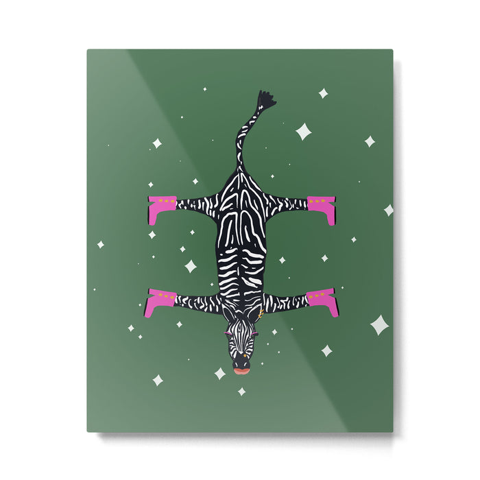 Cool zebras with fuchsia pink shoes and red lips illustration  Metal Print Gallery Image 1