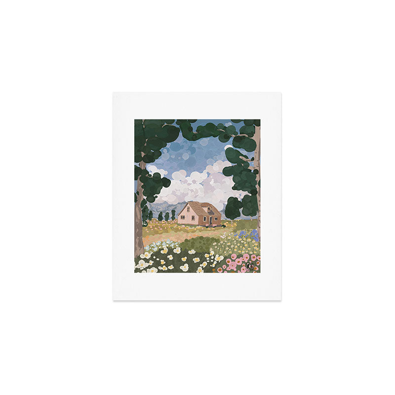 Countryside Cottage in Bloom Art Print Gallery Image 1