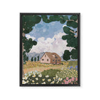 Countryside Cottage in Bloom Framed Canvas Print Gallery Image 6