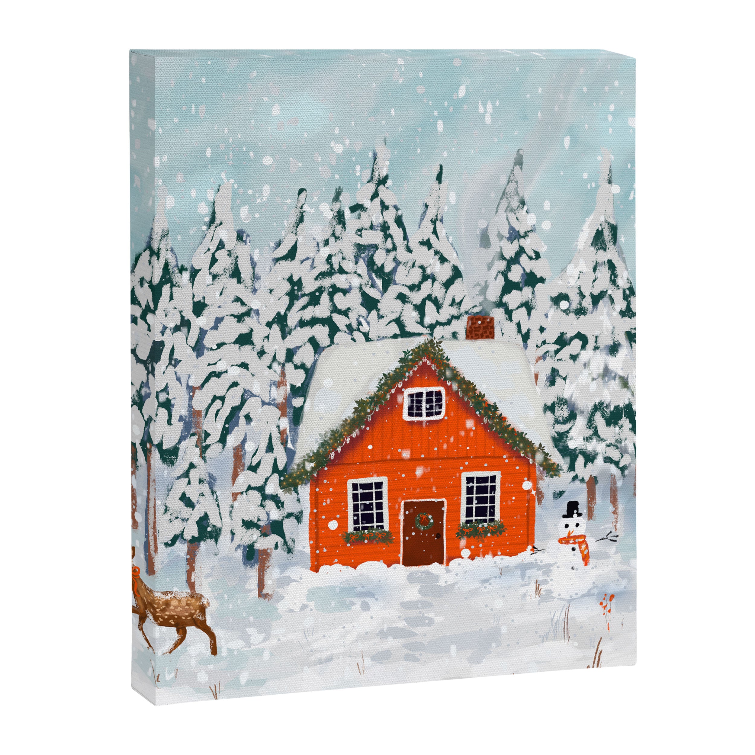 Cozy Winter Cabin in the Snowy Woods  Canvas Print Gallery Image 8