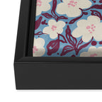 Cream Burgundy Blue Floral  Framed Canvas Print Gallery Image 3